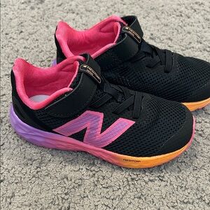 New Balance Kids' Black and Pink Sneakers with Orange Sole